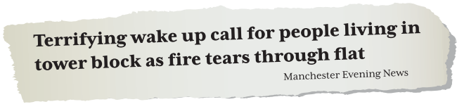 Terrifying wake up call for people living in tower blocks as fire tears through flat – Manchester Evening News
